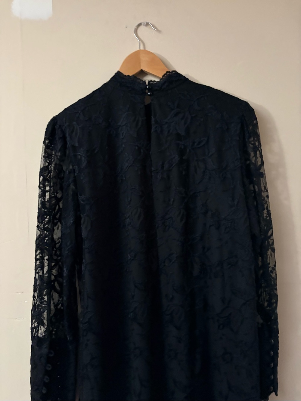 Vintage Mockneck Black Floral Lace Dress - Picture 7 of 9